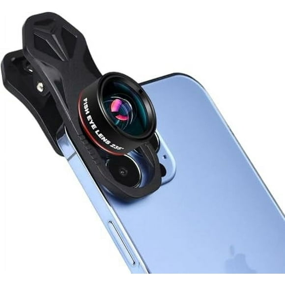 Fisheye Lens 235°, Phone Camera Lens, Fish Eye Lens Universal HD Phone Fisheye Lens kit, for iPhone 7 8 x xr 11 12 13 14 pro max Android Samsung Smartphones with Clip (235°)