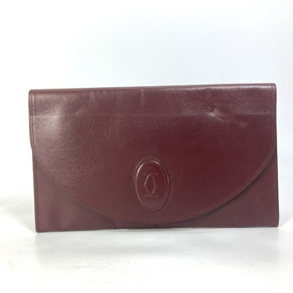 Pre-Owned Cartier Pouch Clutch bag wine-red (Good)