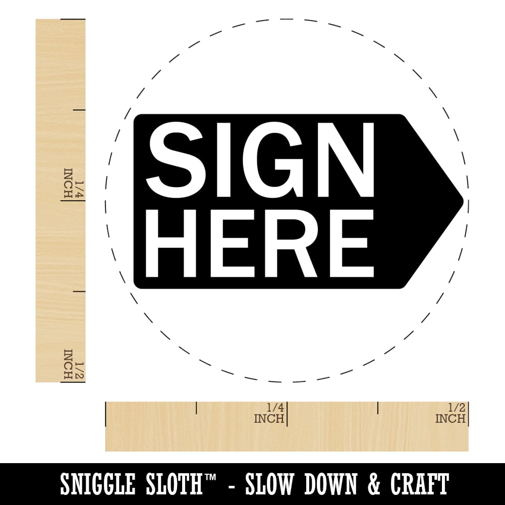 Sign Here Self-Inking Rubber Stamp Ink Stamper - Black Ink - Mini 1/2 Inch