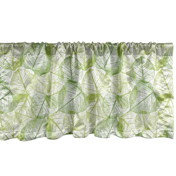 Ambesonne Leaves Valance Pack of 2, Botanical Abstract Motifs, 54"X12", Lime Green Apple Green
