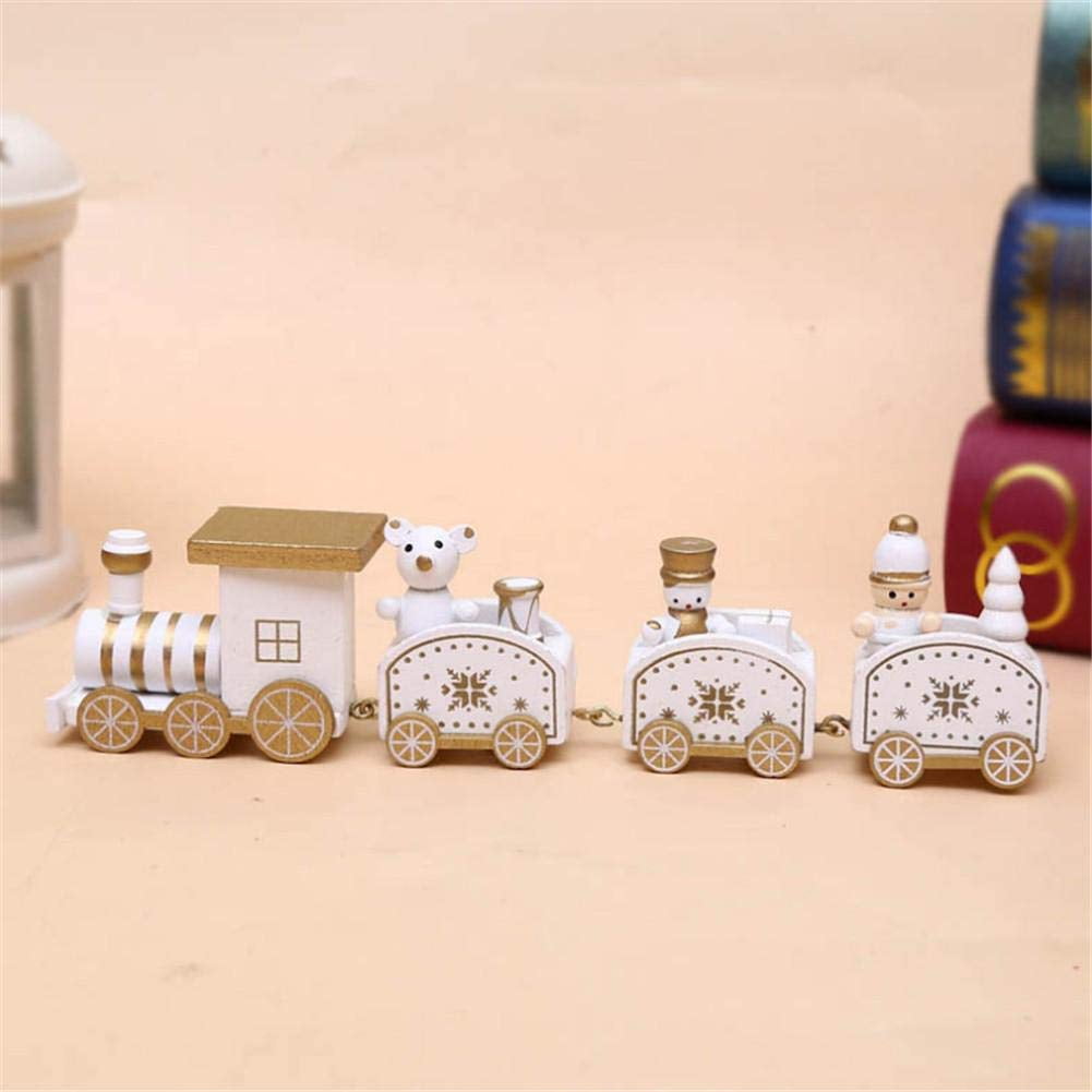 YaptheS Wooden Mini Craft Christmas Train Ornaments Wooden Train Decor Mini Garden Accessories Home Decoration Gifts for Children-Green