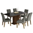 thumbnail image 1 of Juego de Comedor Mesa con Tablero de Vidrio 6 Sillas Marrón/Negro/Plateado Geórgia MADESA, 1 of 12