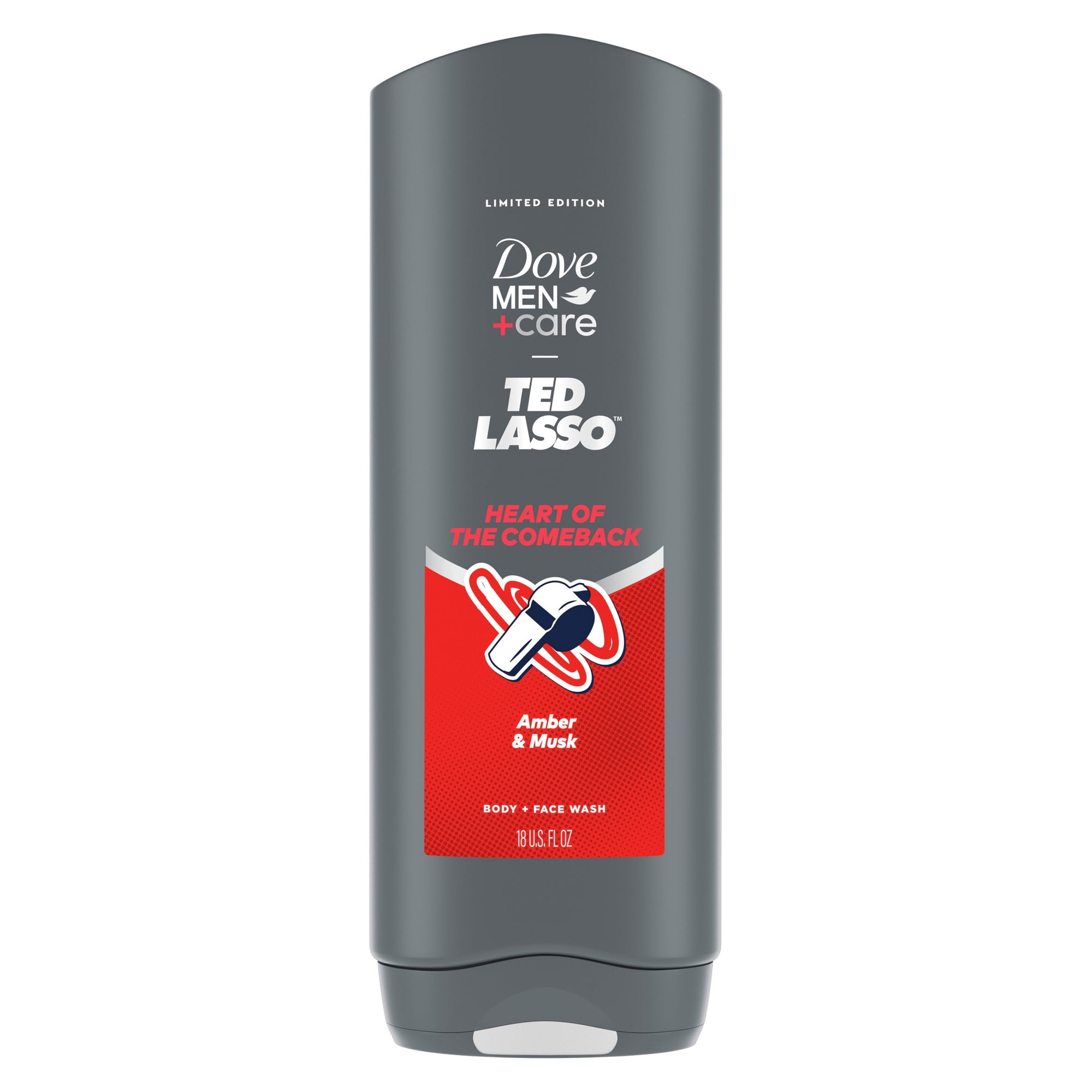 Dove Men+Care Limited Edition Ted Lasso Body Wash The Heart Of The Comeback For Hydrated Skin, 18 Fl oz