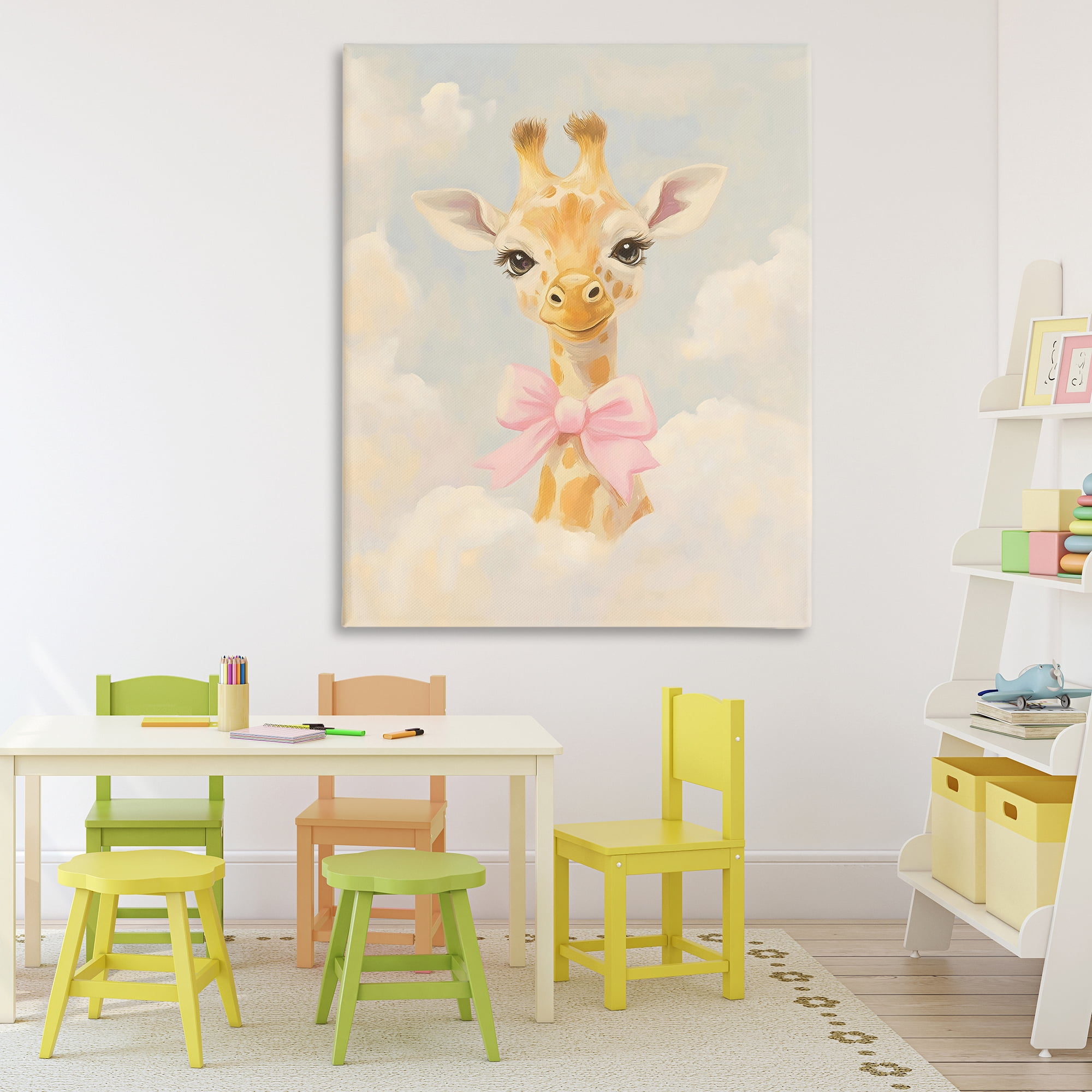 Stupell Industries Charming Giraffe In The Clouds Canvas Wall Art, design by The Prints Vibe