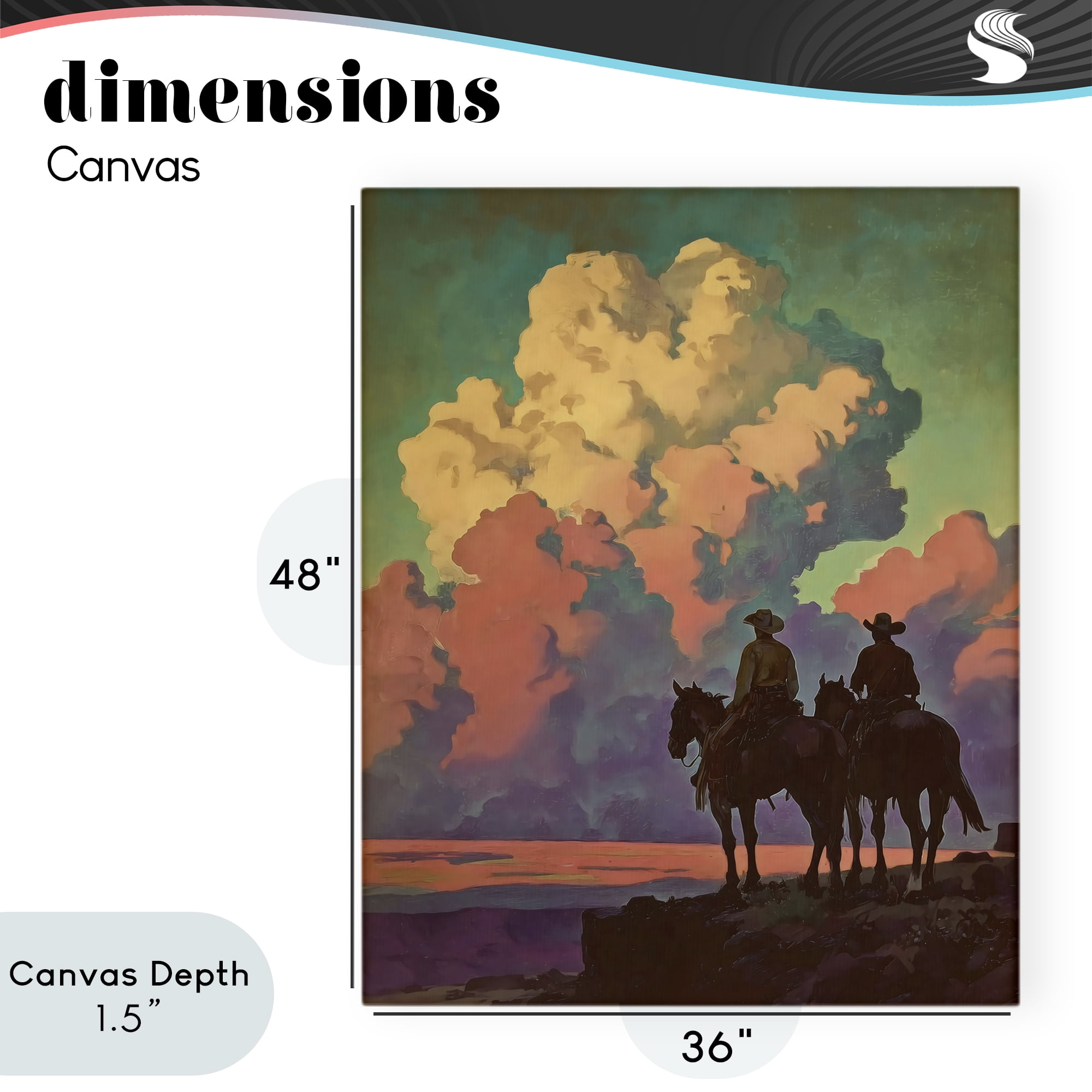 Stupell Industries Cowboys Silhouetted Against Clouds Canvas Wall Art, design by Arlington Prints