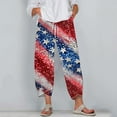 thumbnail image 3 of Tnhcen Women's Summer Loose Fit Wide Leg Pants - Patriotic 4th of July Print, Fashionable Basics for Women, Elastic Waist Casual Lightweight Elasticated Plus Size Pants S-5XL, 3 of 5