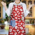 thumbnail image 5 of Red Christmas Santa Pattern Apron-Garden Aprons for Women with Pockets-Cotton Linen Waterproof Kitchen Cooking Gardening Aprons Adjustable for Kitchen,Cooking,BBQ and Salon 33"x27", 5 of 7