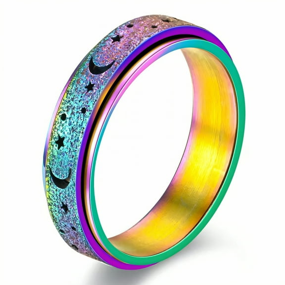 DESIGNICE Fidget Ring,Curved Design Fidget Rings for Women,Oxidation-Inhibiting Spinner Ring,Multicolor