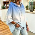 thumbnail image 3 of Womens Oversized Hoodies Gradient Printed 3/4 Sleeve Hooded Pullover Sweatshirt Baggy Relaxed Fit Casual Fall Winter Daily Outfit Tops, 3 of 5