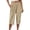 Khaki, variant on Women's Capri Pants Summer elastic waist button waist solid color button detail with pockets soft fabric Yellow XL