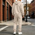 thumbnail image 5 of Delconic Mens Hoodie and Jogger Set Pullover Hooded Sweatshirt and Drawstring Sweatpants Casual Athletic Two Piece Outfit Beige L, 5 of 9