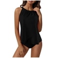 thumbnail image 4 of DxhmoneyHX Tankini Swimsuits for Women Two Piece Crew Neck Swim Tank Tops Classic Fit Bulid in Bra Bathing Suits with Swim Shorts, 4 of 8