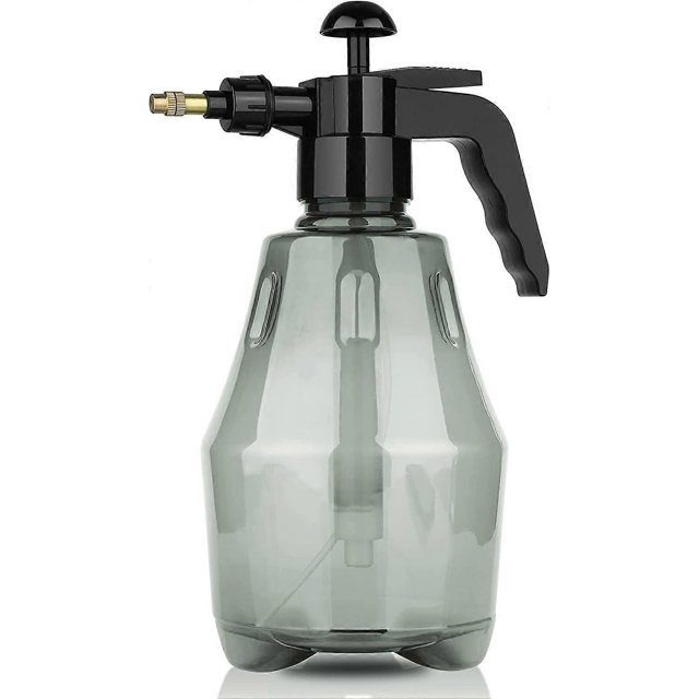 Botella rociadora de 1,5 litros con bomba superior, regadera con boquilla ajustable, color gris