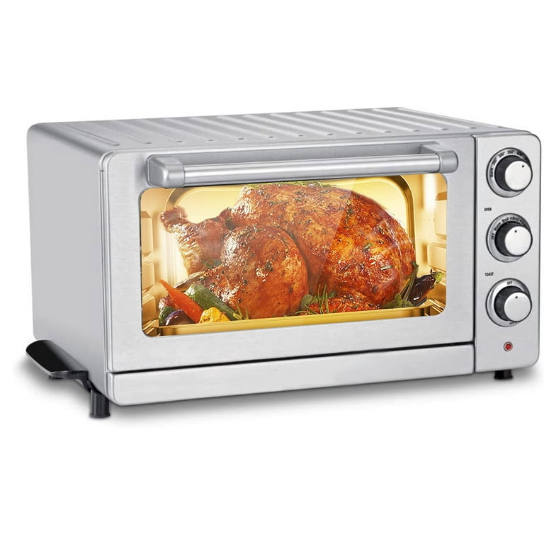Multi-Function Oven,Mini Oven Bake-Broil-Toast Setting Includes Baking Pan  600W Stainless Steel Fully Automatic Convection Countertop Toaster Oven