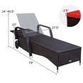 thumbnail image 3 of Patio Rattan Lounge Chair Chaise Recliner Adjust Cushion Red & Off White Cover, 3 of 10