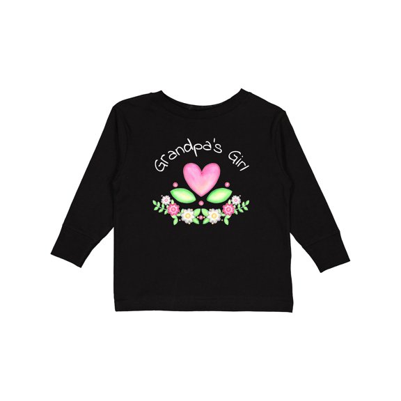 Inktastic Grandpa's Girl- Heart Flowers Girls Long Sleeve Toddler T-Shirt