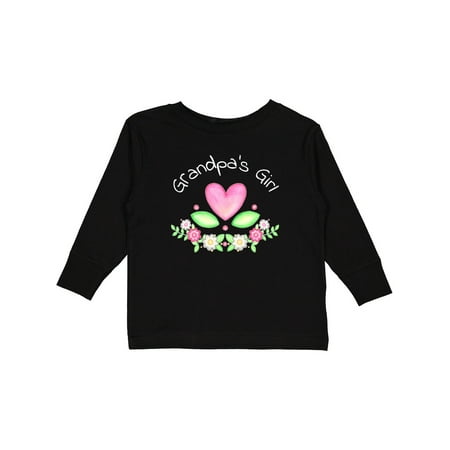 

Inktastic Grandpa s Girl- Heart Flowers Gift Toddler Toddler Girl Long Sleeve T-Shirt