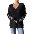thumbnail image 2 of Suéteres de Larga de Crochet con Estampado Floral Bohemio Clásico para Mujer, Jersey Informal de Punto para Otoño-Invierno 2025. Negro S, 2 of 9