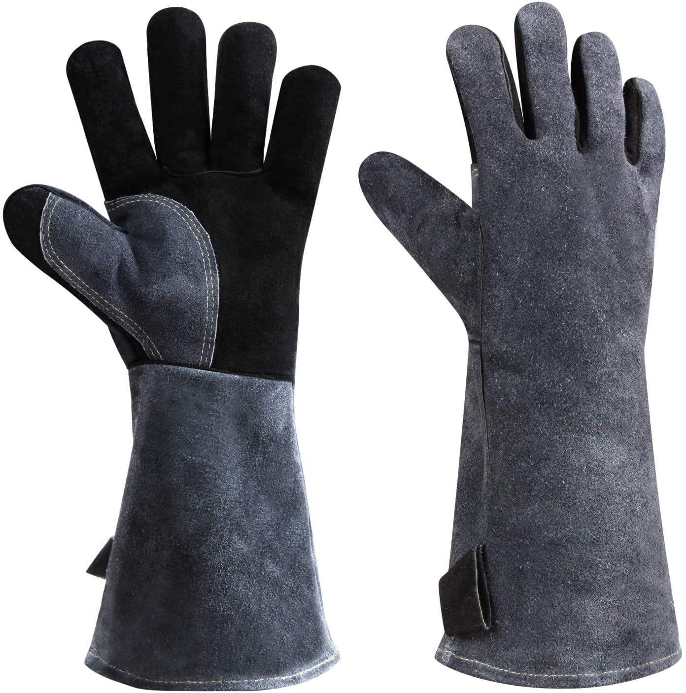 Welding Gloves Leather Welder Gauntlets Protect Gloves for Mig/Stick/Tig/BBQ 