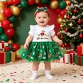 thumbnail image 2 of ZHOGXU Baby Girls Christmas Outfit Short Sleeve Candy Printed Tutu Dress Headband 2PCS Set For Kids,Green,12-18 Months, 2 of 7