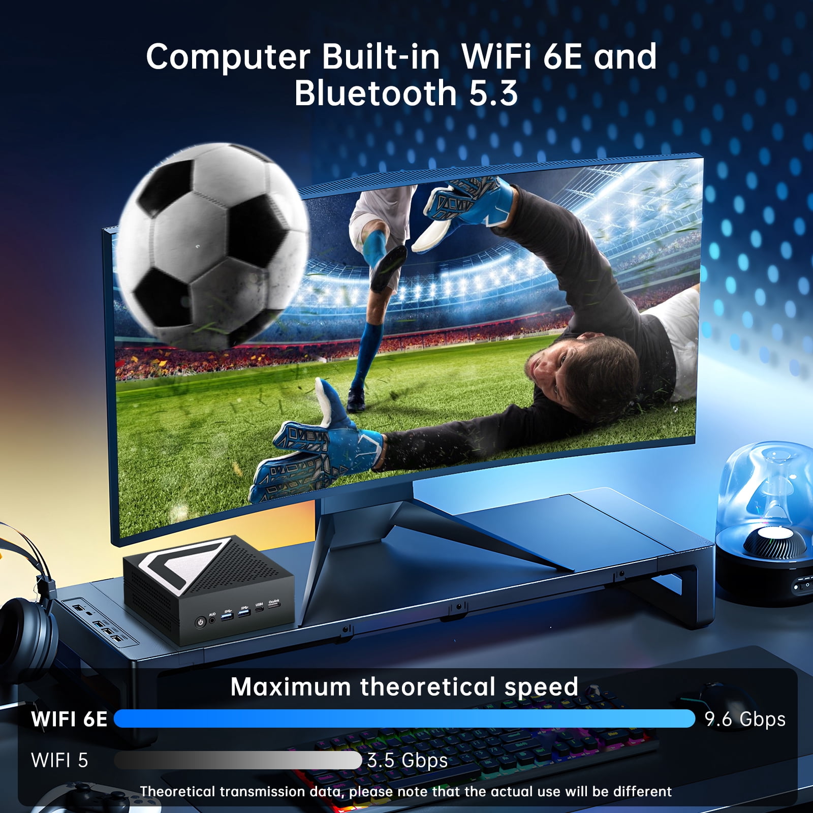 Thdeukoty MQ9 Mini PC Ryzen 9 8945HS, Upto 5.2GHz, Desktop Computers with 64G DDR5 RAM 2T SSD, Win 11 Pro/WiFi 6E/BT 5.3/Dual 2.5G LAN/Oculink, Triple Display Display