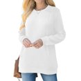 thumbnail image 4 of AOOCHASLIY Women's Blouse Womens Fashion Solid Round Neck Pleated Long Sleeve Loose T-shirt Tops, 4 of 5