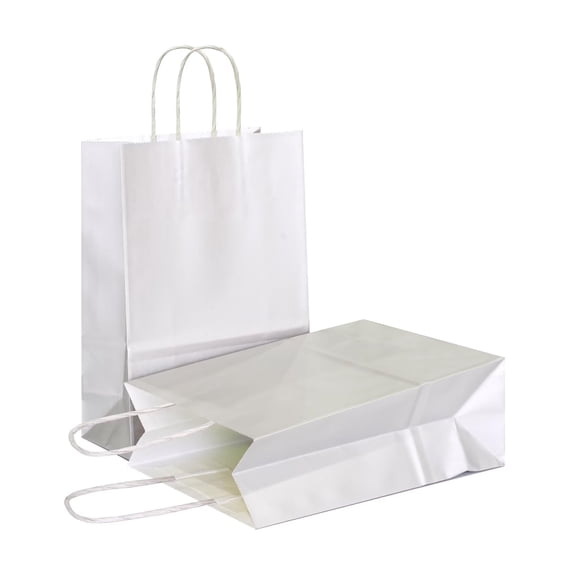 AZOWA Gift Bags Mini Kraft Paper Bags with Handles (4.7 x 2.4 x 6 in, Silver, 12 Pcs)