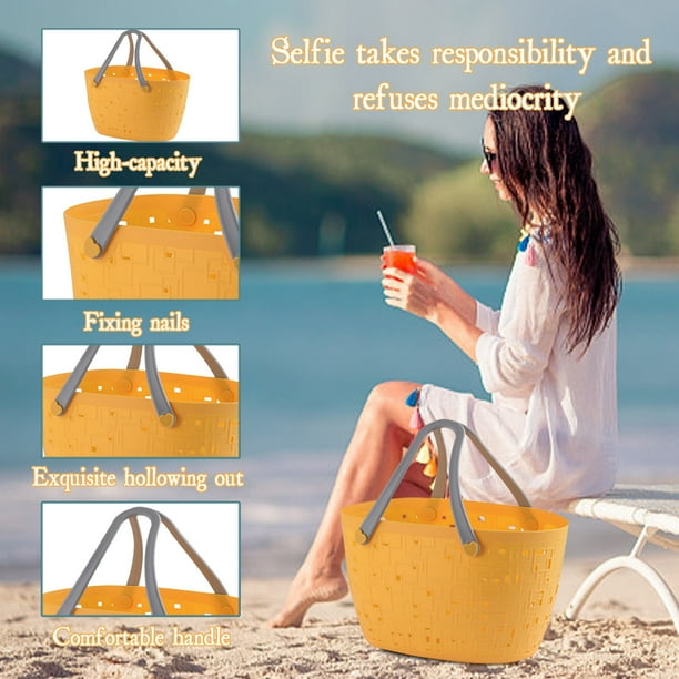 Plastic beach shop tote with holes