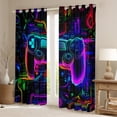 thumbnail image 2 of Homewish Abstract Gradient Gamer Black Out Curtains For Kids Teens Adults,Video Game Curtains Pack of 2 (42x63 Each),Neon Lights Bedroom Curtains,Super Cozy Room Decor, 2 of 6