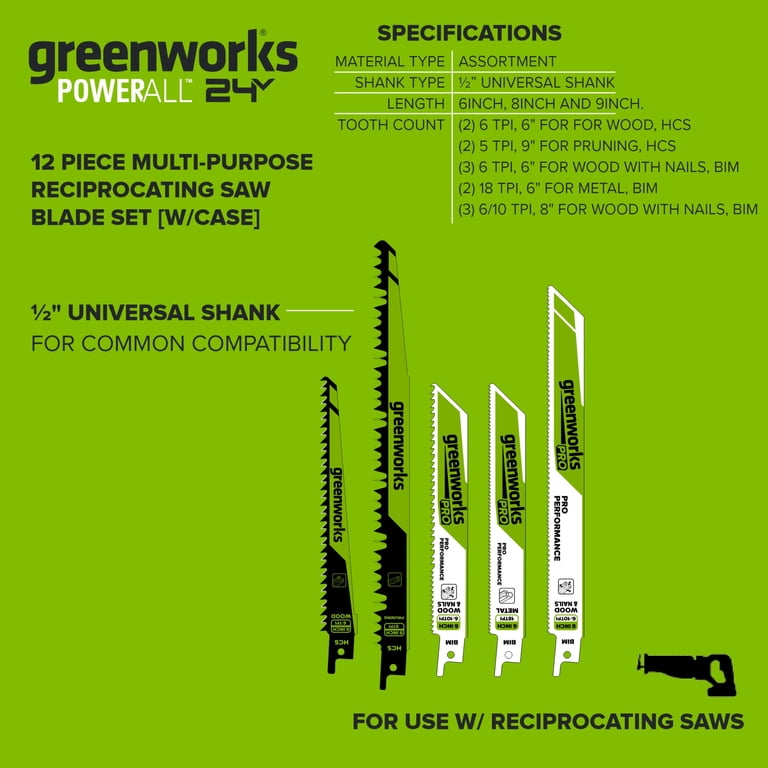 12-Piece Multi-Purpose Reciprocating Saw Blade Set photo 5