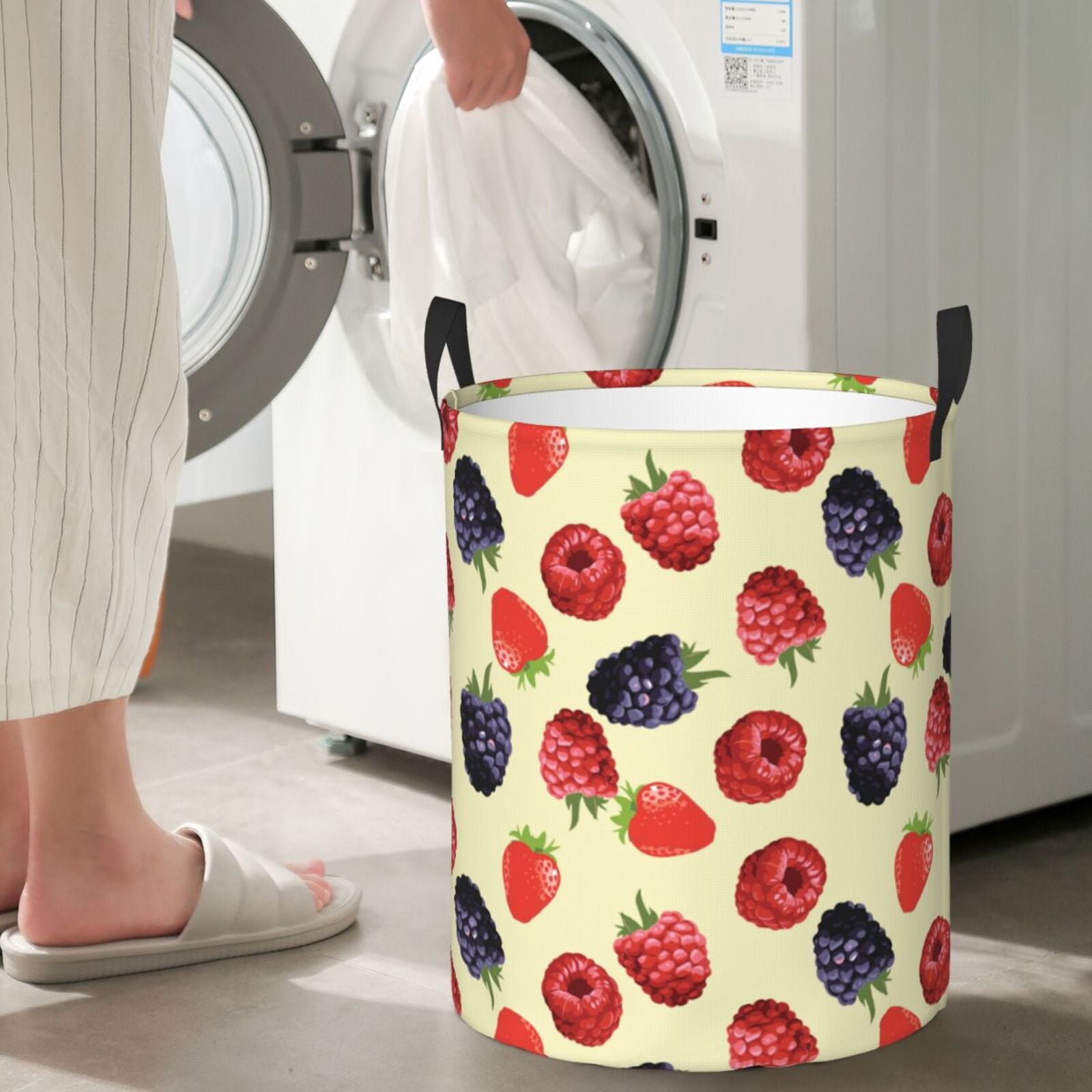 Large Laundry Basket with Handles - red berry blue Kids Baby Dirty Clothes Laundry Hamper for Bedroom Aesthetic