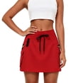 thumbnail image 6 of Nmnitkp Women's High Waisted Drawstring Cargo Skort, Athletic Tennis Skirt with Multi Pockets, for Golf Hiking Outdoor & Casual WearRed,S, 6 of 8