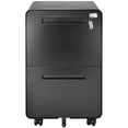 thumbnail image 1 of 25.4" Deep 2-Drawer Steel Filing Cabinet with Lock and Wheels, Mobile Under Desk Vertical File Cabinet for Home Office, Fits A4/Legal/Letter-Sized Files, Round Edge, 1 of 10