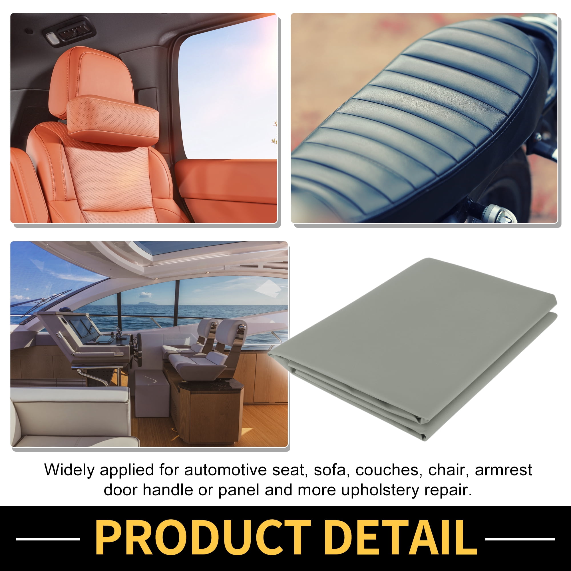 Unique Bargains Leather Fabric Upholstery Leather Repair Patch 274x137cm for Automotive Car Boat Seat Sofa Couches Chair Interior Trim DIY Dark Gray 1 Pcs