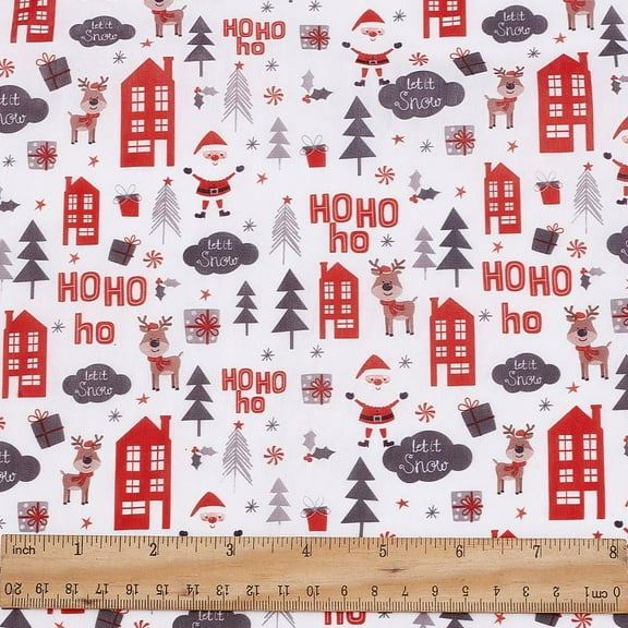 1pc Christmas Fabric 59 Inch Wide Xmas Santa Upholstery Fabric Christmas Tree Reindeer Decorative Fabric Waterproof Cartoon Indoor Outdoor Fabric for Gift Packing Christmas Red 1 Yard