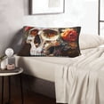 thumbnail image 6 of Naloa Rose Floral Skull Pillowcase, Throw Pillowcase, Wrinkle-Free, Stain-Resistant with Hidden Zipper for Bedroom Sofa-16"x24", 6 of 6