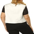 thumbnail image 3 of Unique Bargains Women‘s Plus Size Chest Pockets Single Breasted Denim Sleeveless Jacket, 3 of 7
