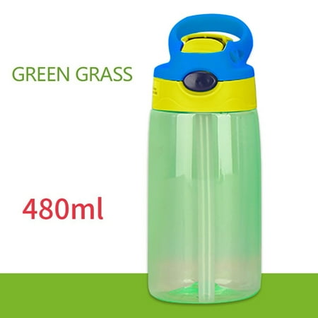 

Tiitstoy School Student Water Cup Plastic Cute Porable Handle Straw Fashional Cartoon Bottle