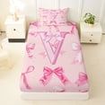 thumbnail image 3 of Manfei Cute Pink Bowtie Twin Sheet Sets For Kids,3D Kawaii Letter B Monogram Bedding,3 Pieces, 3 of 6