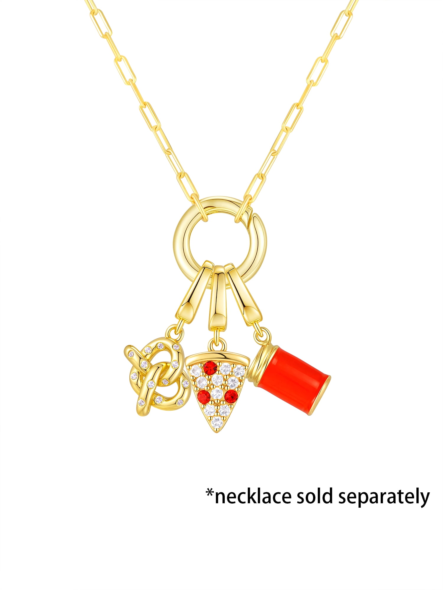 Brilliance Fine Jewelry Simulated Diamonds Snacks Charm Set in 14KT Gold Plated Sterling Silver