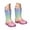 Watermelon Red, variant on Girls Mid Calf Rain Boots Transparent Easy Pull Handles Rain Boots Non Slip Sole Outdoor Waterproof Rain Shoes,Sizes 1