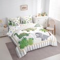 thumbnail image 3 of Homewish Wild Dinosaur 7pcs Bedding Comforter Set,Monstera Leaf Coconut Tree Queen Bedding Sets,Green White Gray Queen Sheet Sets For Boys Kids,Microfiber Bedroom Decor Reversible, 3 of 8