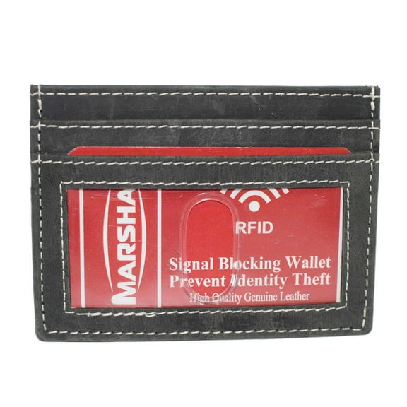 CAZORO Slim Card Case Wallet Vintage Leather with RFID Lock for Men Black