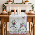 thumbnail image 2 of Table Runner - 120 Inch Long, Spring Kitchen Dining Table Runner Dresser Scarves, Bicycles Botanical Leaves Rose Colorful Stripes Farmhouse Decor for Coffee Tables Wedding Party Banquet, 2 of 8