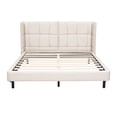 thumbnail image 5 of DreamBuck Queen Size Platform Bed with LED Lights, Headboard and Metal Legs, Linen Fabric Upholstered Platform Bed with Wood Slats Support, Platform Bed for , Teens, Adults, No Box Spring Needed, 5 of 9