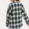 thumbnail image 4 of JSGEK Women's Fashion Flannel Jacket Long Sleeve Plaid Button Down Lapel Collar Pocket Tops Color Patchwork Casual Shirt Outwear Green XL, 4 of 6