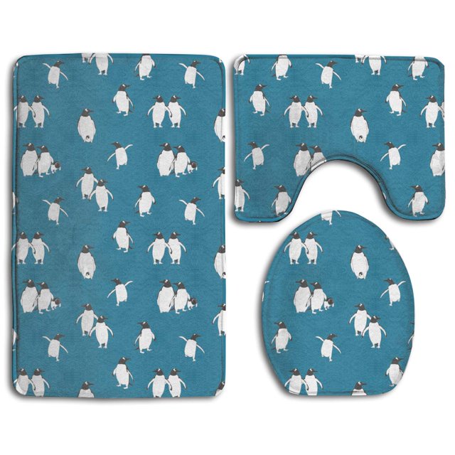 Juego de alfombras de baño ABPHQTO Pingüino Atlántico 3 piezas Contorno y tapa de inodoro