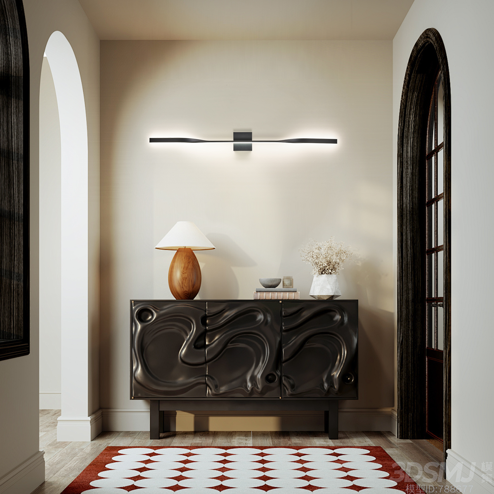 48” Long Bathroom Vanity Light with Remote, Hardwired Black Wall Mount Lighting LED Wall Lamp Wall Light Fixture for Living Room Bedroom Entrance Foyer
