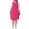 thumbnail image 3 of GRACE & GRANDEUR Women's Plus Size Sleeveless Overall Skirt Casual Summer Midi Denim Dresses with Pockets 1X Hot Pink, 3 of 6