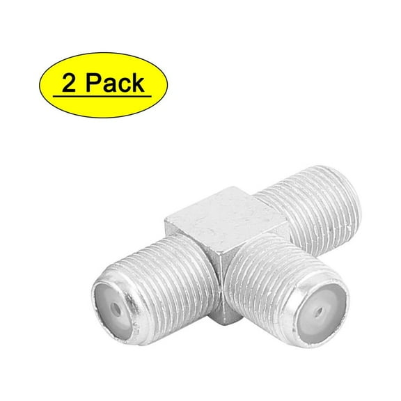 Unique Bargains 2 Pcs F Type Female to Female T-Shaped 3 Way Splitter RF TV Adapter